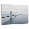 Endless Bridge Over Calm Waters - Minimalist Coastal Canvas Print