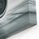 Modern Aviation Art: Jet Engine Close-Up in Sleek Monochrome Canvas Print
