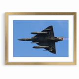 Modern Aviation Art: Fighter Jet in Flight Against Blue Sky Canvas Print