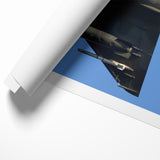 Modern Aviation Art: Fighter Jet in Flight Against Blue Sky Canvas Print