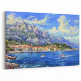 Vibrant Coastal Town Art – Mediterranean Harbor Canvas