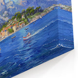 Vibrant Coastal Town Art – Mediterranean Harbor Canvas