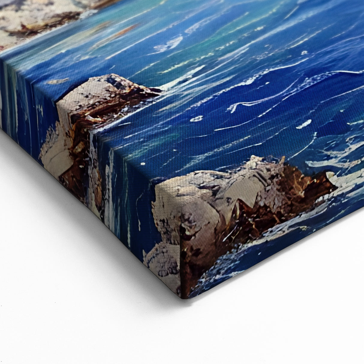 Vibrant Coastal Town Art – Mediterranean Harbor Canvas