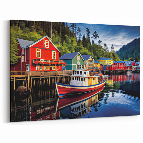 Vibrant Coastal Harbor - Colorful Nautical Wall Art for Scenic Decor
