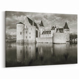 Black & White Castle Wall Art - Historic Castle Print with Reflections