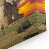 Historic Castle Wall Art - Medieval Fortress at Sunset in Scenic Landscape