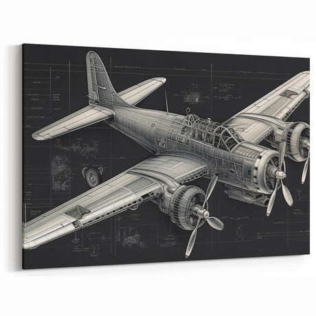 Vintage Aircraft Blueprint - Detailed Aviation Art for Enthusiasts