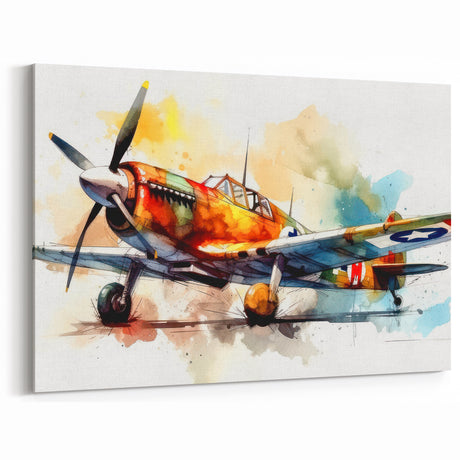Vibrant Watercolor Aircraft Art - Colorful Aviation Wall Decor