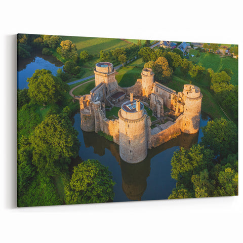 Aerial Castle Wall Art - Majestic Medieval Fortress Landscape Print