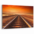 Sunset Railroad Wall Art - Vintage Train Art on Scenic Railway Canvas