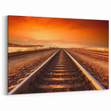 Sunset Railroad Wall Art - Vintage Train Art on Scenic Railway Canvas