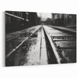 Moody Railway Wall Art - Black and White Wet Tracks Photography Print