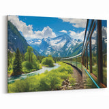 Mountain Train Journey - Scenic Railway Wall Art in Vibrant Landscape