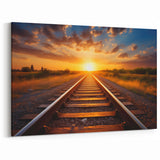 Sunset Railway Wall Art - Scenic Train Tracks in Vibrant Evening Light