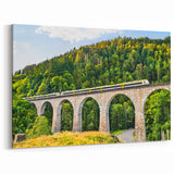 Mountain Bridge Railway Art - Scenic Train Journey in Lush Greenery