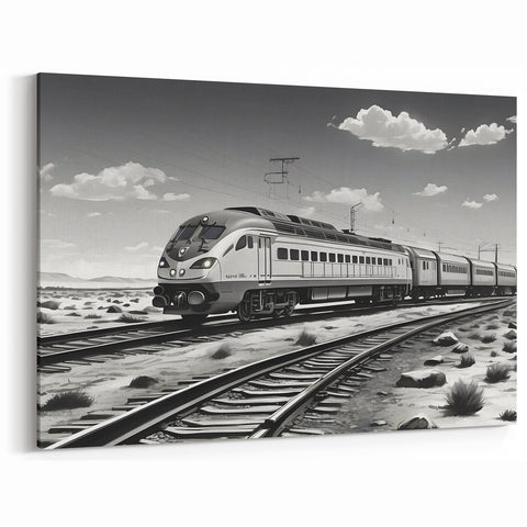 Modern Train Wall Art - Black and White Scenic Railway Photography