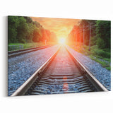Sunset Railroad Tracks Wall Art - Scenic Railway Photography Print