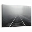 Foggy Railroad Tracks Wall Art - Scenic Misty Railway Photography Print