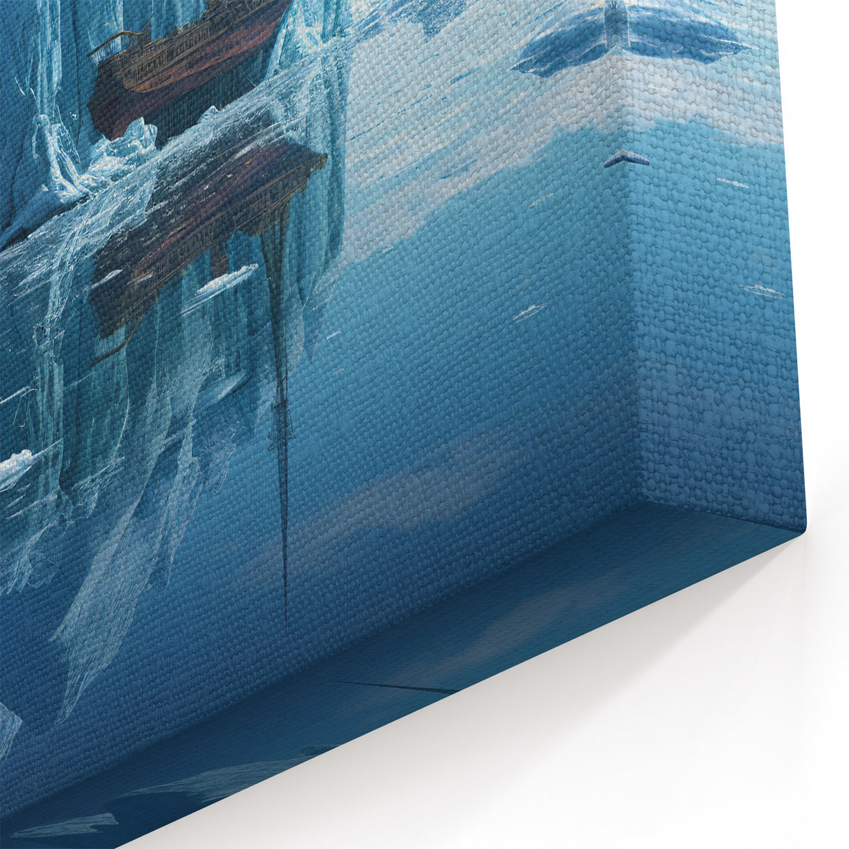 Timeless Iceberg Adventure - Ship Encased in Arctic Canvas Art