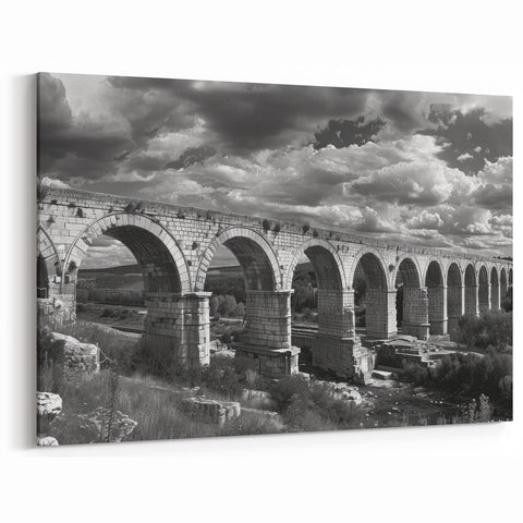 Historic Stone Bridge Wall Art - Black and White Railway Photography Print