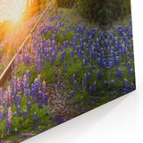 Sunset Railway Bridge Wall Art - Scenic Flowered Tracks Photography Print