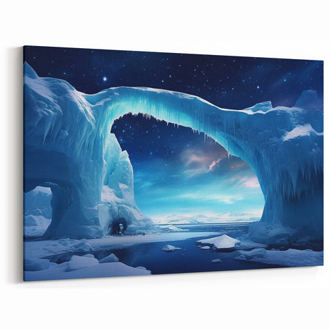 Starlit Arctic Landscape Art - Stunning Iceberg Canvas Print Decor