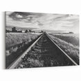 Monochrome Railroad Tracks Wall Art - Black and White Scenic Print