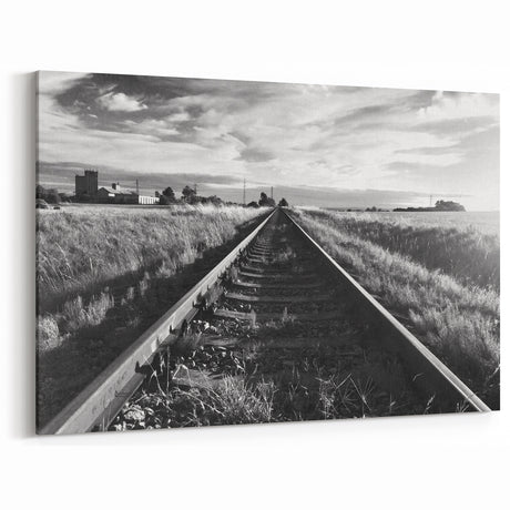 Monochrome Railroad Tracks Wall Art - Black and White Scenic Print
