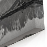 Majestic Mountain Reflection - Black and White Scenic Lake Wall Art