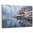 Winter Wonderland Lake Art - Scenic Snowy Village Photography Print