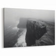 Misty Coastal Cliffs Canvas – Ethereal Black and White Landscape Art