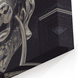 Metallic Hardware Wall Art - Silver Lion Knocker Canvas Print & Decor