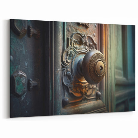 Vintage Hardware Wall Art - Ornate Door Handle Canvas Print & Decor