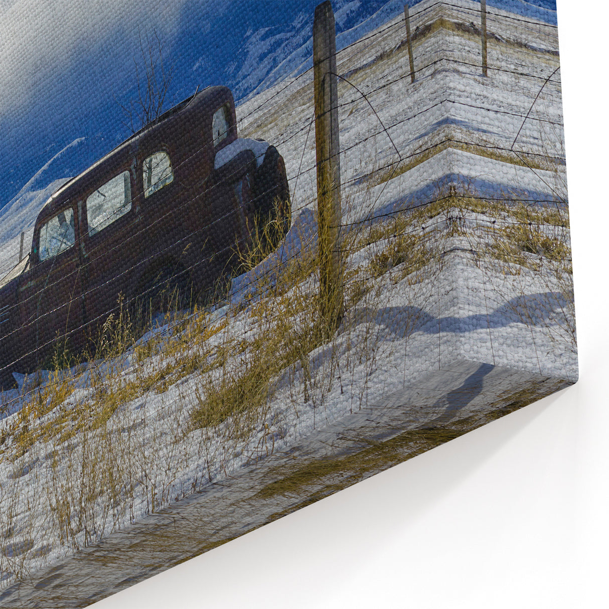 Dereliction Wall Art - Abandoned Car in Winter Landscape, Urban Decay
