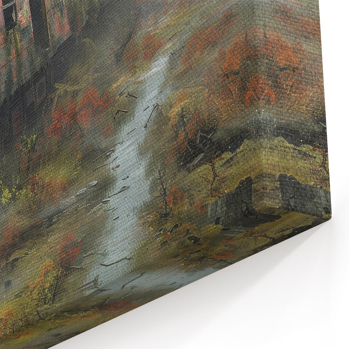 Dereliction Art Poster - Abandoned Train in Overgrown Urban Wasteland