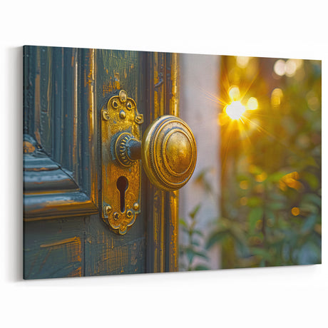 Sunlit Vintage Hardware Wall Art - Brass Door Knob Canvas Print