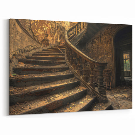 Vintage Staircase Decay Art - Abandoned Mansion Interior Print