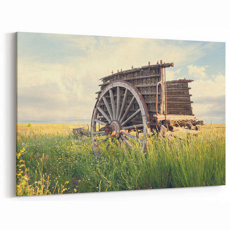 Vintage Wagon Decay Art - Abandoned Rustic Cart in Field Print
