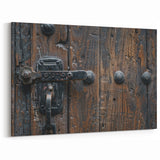 Vintage Hardware Wall Art - Rustic Iron Latch and Wood Canvas Print