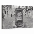 Classic Architectural Fountain Wall Art - Black and White Canvas Print