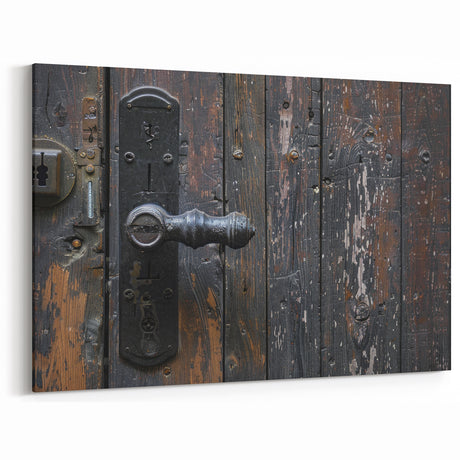 Antique Hardware Wall Art - Rustic Black Door Handle Canvas Print