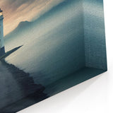Misty Lighthouse at Dawn - Tranquil Coastal Wall Art Nautical Decor