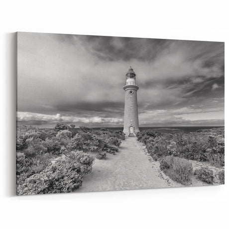 Black and White Lighthouse - Coastal Wall Art Scenic Nautical Decor
