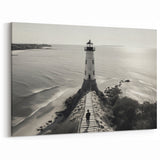 Monochrome Lighthouse Pathway - Coastal Wall Art Scenic Decor
