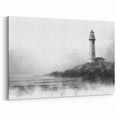 Moody Lighthouse in Fog - Coastal Wall Art Atmospheric Decor