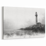 Moody Lighthouse in Fog - Coastal Wall Art Atmospheric Decor