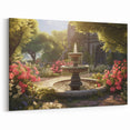 Charming Garden Fountain Wall Art - Vibrant Floral Canvas Print