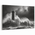Stormy Lighthouse in Waves - Dramatic Coastal Wall Art Decor