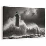 Stormy Lighthouse in Waves - Dramatic Coastal Wall Art Decor