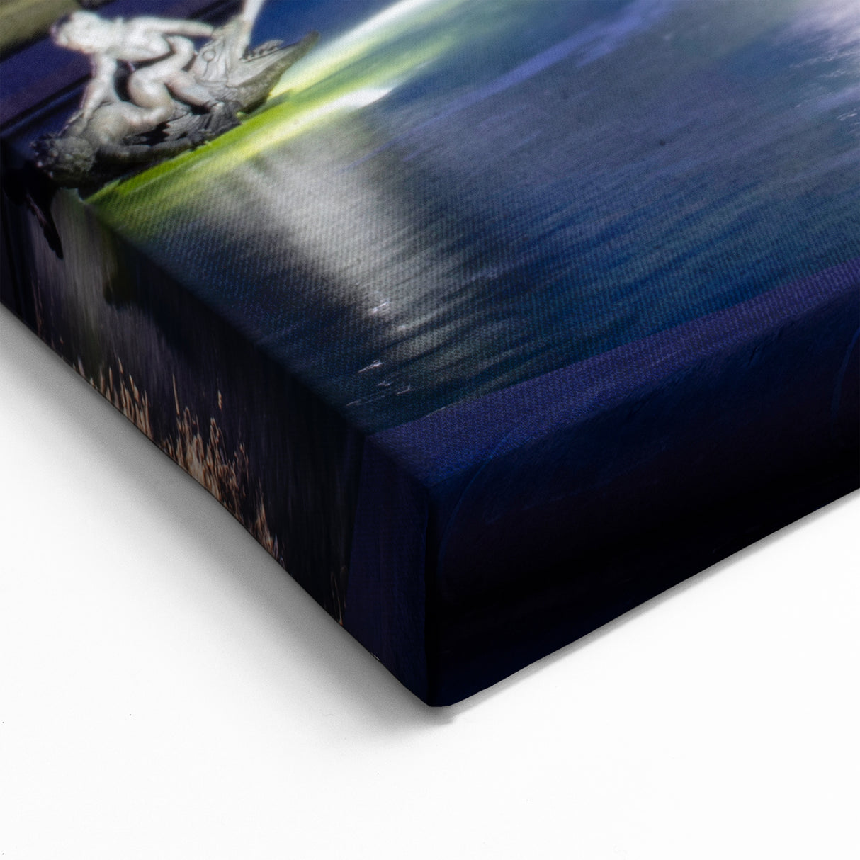 Vibrant City Fountain at Dusk Wall Art - Urban Nightscape Canvas Print